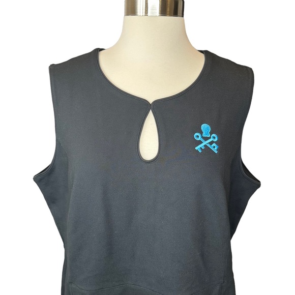 Lands End Dress Womens Skull Sleeveless Stretch Midi Skater Pockets Black 18T - Picture 2 of 10